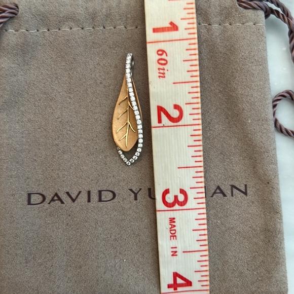 Simon G custom rose gold and diamond leaf pendant